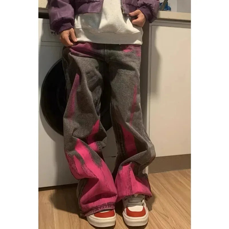 Advbridge Y2k Vintage Gothic Women Purple Jeans Oversized High Waist Wide Leg Denim Pants Hip Hop Streetwear Japanese 2000s Style