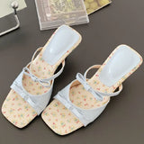 ADVBRIDGE  -  Sweet Wedges Bow Women Sandals Fashion Square Toe Narrow Band Slide Sandals Summer Casual Comfortable Open Toe Women Slippers