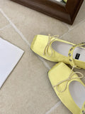 ADVBRIDGE  -  Satin Square Toe Mary Jane Shoe Women Shallow Buckle Bowknot Footwear Ladies Fashion Light Comfort Soft Sole Ballet Flats Women