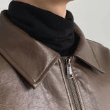 Advbridge Mens Autumn And Winter Retro Leather Casual Loose Short Leather Jacket Men'S Handsome And Elegant British Jacket Tops