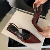 ADVBRIDGE  -  Purple Stiletto High Heels 7cm Ladies Pointed Toe Slingback Shoes Black Patent Leather Pumps Women Shoes Zapatos Beige Mujer