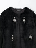 Advbridge 2024 Women's Faux Fur Effect Coat Jacket Jewelry Decoration Crop Top Winter Jackets  Autumn Outerwear Cropped