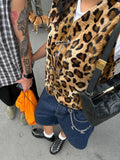 Advbridge 2024 Leopard Print Sleeveless Street Women's Vest Fashion V-neck Slim Fit Short Waistcoat Casual Lady Autumn Commute Outerwears