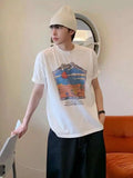 ADVBRIDGE  -  Loose Men's Wear T-shirts New Printing Korean Style Short Sleeve Tees 2025 Summer Round Collar Pullover Menswear