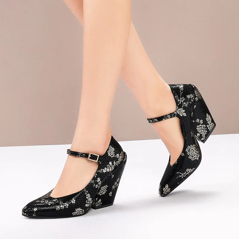 Advbridge -  High Appearance Level One-line Buckle with Wedge Heel Chunky High Heel Waterproof Platform Comfortable Non-slip Women's Shoes