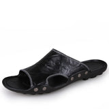 ADVBRIDGE  -  New Men's Slippers Summer Outside Leather Sandals Big Size Beach Slippers Anti-slip Mens Shoes