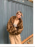 Advbridge  Autumn Winter Chic Luxury Short Soft Thick Warm Hairy Shaggy Faux Fur Coat Women with Hood Zipper Fluffy Jacket 2024