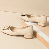 Advbridge Chunky Block Pumps for Women Slip On Low Heel Closed Round Toe Dress Classic Mid Square Shoes Wedding Party Office Lady  Shoes