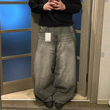 Advbridge Streetwear New Harajuku Solid Color Washed Baggy Jeans Men Y2K Fashion Retro Punk Casual Joker Gothic High Waist Wide Leg Pants