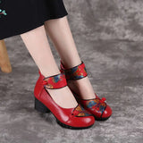 ADVBRIDGE  -  High quality Pumps Shoes Women's Red Leather Woman Comfortable Small Pressure Pumps Ladies Low Heels Crossdresser Shoes Mom
