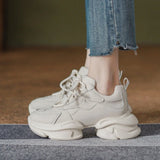 Advbridge Cowhide ~ Daddy shoes women 2024 spring and autumn new super thick sole increase white casual shoes burst