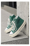 ADVBRIDGE  -  Unisex High-Top Vulcanized Canvas Sneakers Solid Green/Black Lace-Up All-Season Student Casual Shoes Low Top Skate Shoes