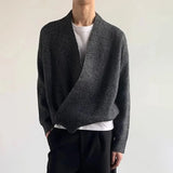Advbridge American High Street Fashion Solid Color Sweater Jacket Autumn And Winter Irregular Oblique Button V-Neck Cardigan Sweater Men