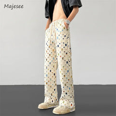 Advbridge Panelled Pants Men Straight Patchwork Ripped Ankle Length Vintage Stylish Hipster Chic High Street Japanese Style Retro Fashion