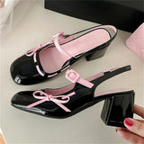 ADVBRIDGE  -  Spring Fashion Round Toe Buckle Strap Women Pumps Sandals Square Heels Banquet Dress Ladies Shoes Zapatos De Mujer