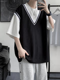 ADVBRIDGE  -  Summer Men's Pure Cotton Casual Loose Fit Plus Size London England Pattern Patchwork Round Neck Short Sleeved T-shirt Top Q96