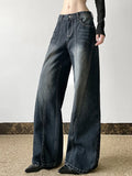 Advbridge Vintage Washed Pockets Jeans Women Loose High Waist Straight Denim Trousers Female 2025 Spring Autumn Fashion Lady Streetwears
