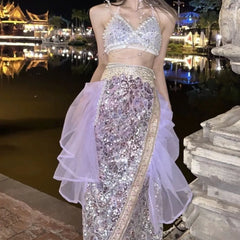 Advbridge Mermaid Princess Dress New Travel Photography Clothing Yunnan Purple Dress Suit Cos Mermaid Costume And Princess Dress