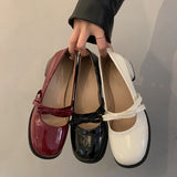 Advbridge Red Vintage High Heeled Leather Shoes Women New Spring Summer Thick Heel Mary Jane Pumps Elegant Woman Shoes with Low Heels