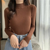 Advbridge Women Sweater Pullover Autumn Winter Knitted Half High Collar Long Sleeve Slim Jumper Tops 2025 Casual Shirts Soft Warm Clothing