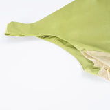 ADVBRIDGE  -  Elegant Light Green Satin One-Shoulder Sheer Mesh Bodycon Mini Dress Women Sexy See Through Ruched Slim Summer Party Dress