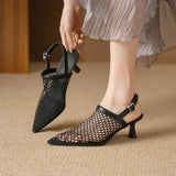 Advbridge 2024 New Fashion Women High Heeled Sandals Genuine Leather Hollowing Party Shoes Woman Kitten Heels Prom Pumps Office Shoes