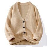Advbridge Cardigan V-neck Sweater Men's Autumn Winter Fashion All Loose Solid Color Casual Knitwear High-quality Fabric Comfortable Coat
