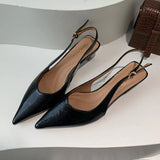 ADVBRIDGE  -  Black Summer New Women Sandal Fashion Pointed Toe Shallow Slip On Ladies Elegant Slingback Shoes Thin Med Heel Dress Mules