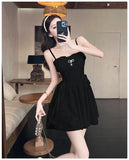 ADVBRIDGE  -  Apricot Sweet Kawaii Dresses for Women's French Style Fairy Vestidos Summer Elegant Lace Spaghetti Strap Dress Feminine