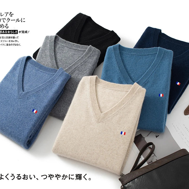 Advbridge Cashmere Sweater Pullover V-Neck Men's Autumn Winter Cashmere Woollen  Warm Jumper Pull Homme Man Hombres Sweater Plus Size 5XL