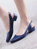 Advbridge Jelly Elegant Sandals Women Pointed Toe Chunky Med High Heels Flip Flops Slingback Casual Candy Skidproof Beach Shoes Female New