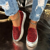 ADVBRIDGE  -  Women's Bling Rhinestone Decor Flats Comfort Thick Sole Slip on Casual Shoes Woman Fashion Glitter Platform Loafers Shoes