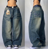 Advbridge New American Trend Vintage Hip Hop Letter Embroidery Pattern Baggy Jeans Men And Women Y2K Harajuku Gothic Wide Pants Streetwear