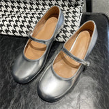 ADVBRIDGE  -  Street Style Fashion Round Toe Mary Jane Belt Buckle Women's Pumps Ladies Elegant Square Heel Office Lady Gold Silver Shoes