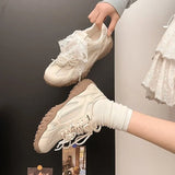 ADVBRIDGE  -  Summer New Color Breathable Soft Sole Comfortable Women Shoes Crescent Insole Height Lace Pearl Casual Sneakers