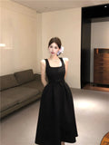 ADVBRIDGE  -  Spring Summer 2025 Pink Elegant Evening Woman Dress French Bow Pleated Square-Collar Length Dresses Abend Kleider New Vestidos