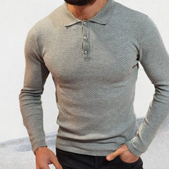 Advbridge Men's Clothing Fashion Solid Collar Button Social Sweater Streetwear Winter Long Sleeve Rib Top Autumn Slim Knitted Shirts