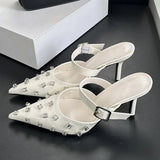 ADVBRIDGE  -   Crystal Diamond Buckle Strap Pointed Toe Women Pumps Slippers Fashion Party Prom Thin High Heels Shoes