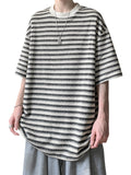 ADVBRIDGE  -  Male Striped Printing Men T Shirts Clothes Fashion Loose Tops Creativity Casual T Shirt Pattern Loose T Shirts 2025 Q222