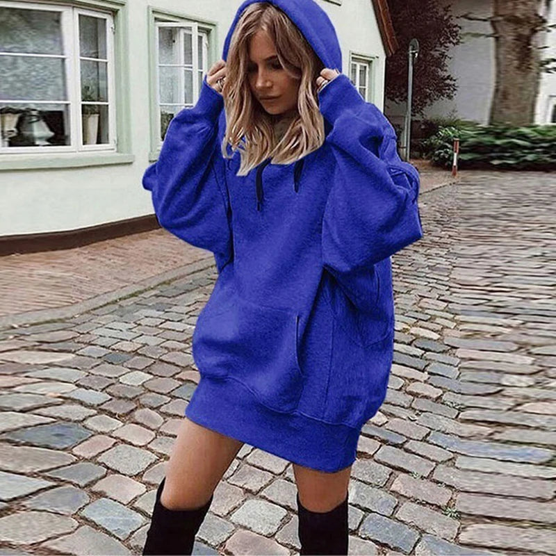 Advbridge Autumn Casual Thickened High Street Sweatshirt Elegant Solid Color Long Sleeve Pullover Fashion Simple Office Loose Hooded Tops