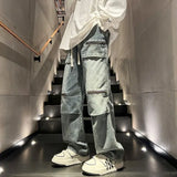 Advbridge Oversize Zipper Workwear Jeans Straight Tube Loose American Plus Size Men's Pants High Street Vibe Trendy Brand Hip-hop