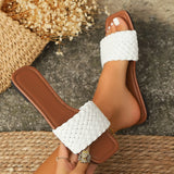 ADVBRIDGE  -  Women's Slippers Summer Selling Sexy Braided Red Square Toe Flat Flip-Flops Fashion Beach Mules Casual Indoor Home Slippers