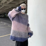 Advbridge Panelled Sweaters Men Korean Style O-neck Baggy Daily Tender Temperament Unisex Fitness Teenagers Spring Autumn Fashion Leisure