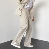 Advbridge Grey Khaki Black Suit Pants Men Fashion Society Mens Dress Pants Korean Loose Straight Wide Leg Pants Mens Formal Trousers