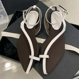ADVBRIDGE  -  Summer Pointed Clip Toe Flat Heels Women Sandals Fashion Buckle Strap Casual Beach Party Flip Flops Shoes