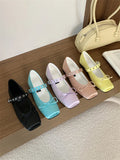 ADVBRIDGE  -  Satin Square Toe Mary Jane Shoe Women Shallow Buckle Bowknot Footwear Ladies Fashion Light Comfort Soft Sole Ballet Flats Women