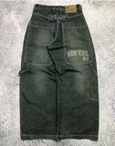Advbridge American High Street Retro Washed Jeans New Hip-hop Gothic Straight Pants for Men and Women Are Fashionable and Loose Trousers