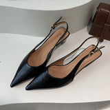 ADVBRIDGE  -  Black Summer New Women Sandal Fashion Pointed Toe Shallow Slip On Ladies Elegant Slingback Shoes Thin Med Heel Dress Mules