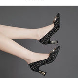 Advbridge New Spring Autumn 2024 Women's High Heel Shoes Soft Leather Office Professional Black Work Shoes Pointed Lightweight