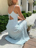 ADVBRIDGE  -  Women Floral Prints Spaghetti Strap Dress Summer Bohemian V-neck Corsets Long Dresses for Beach Vacation Party Elegant Sundress